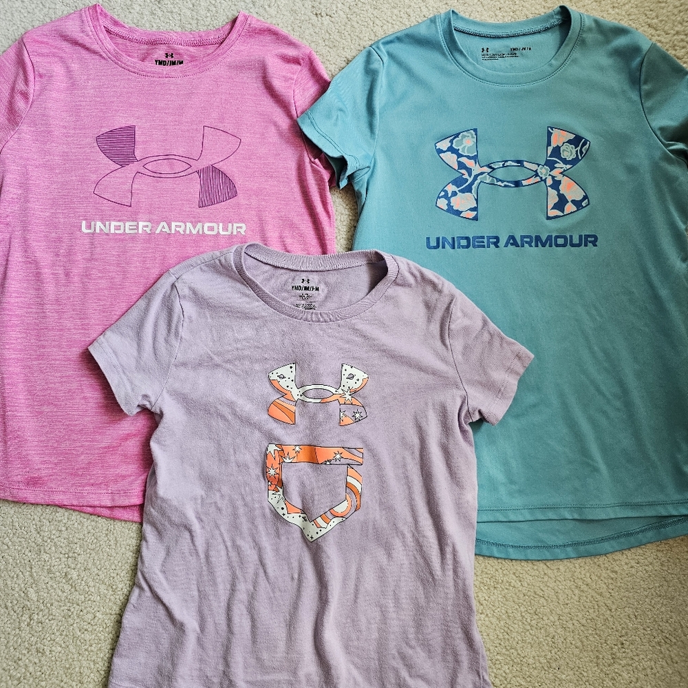 Lot of 3 YMD Girls Under Armour Shirts